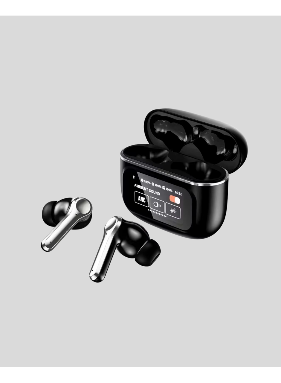 Bluetooth 5.3 ANC Kablosuz Kulaklık – Dokunmatik Kontrol, Dijital Ekran ve Uzun Pil Ömrü
