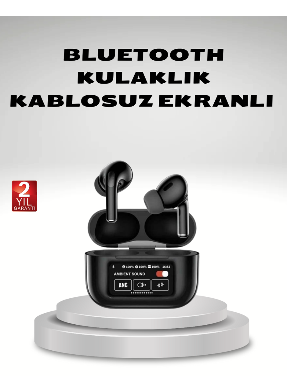 Aktif Gürültü Engelleme (ANC) Kablosuz Bluetooth Kulaklık – Dijital Ekranlı, Dokunmatik ve Uzun Pil Ömürlü
