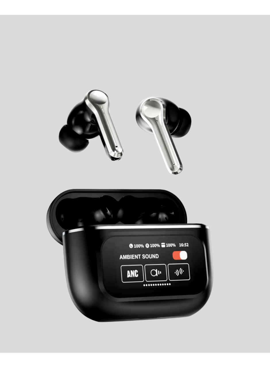 Aktif Gürültü Engelleme (ANC) Kablosuz Bluetooth Kulaklık – Dijital Ekranlı, Dokunmatik ve Uzun Pil Ömürlü