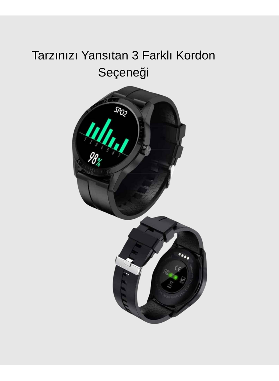 AMOLED Ekranlı Smartwatch – 3 Kordonlu, Kalp Atış & Uyku Takipli Akıllı Saat