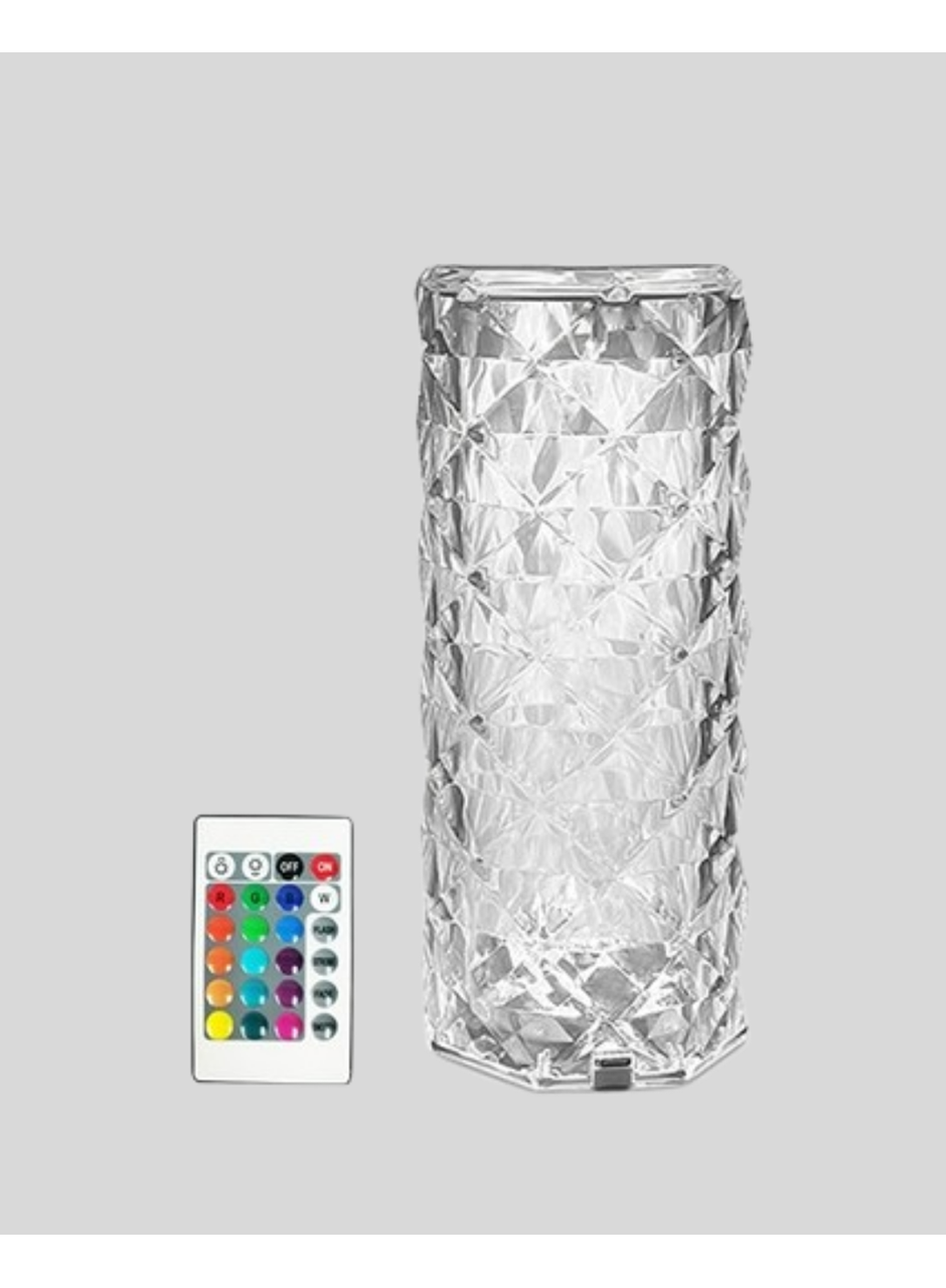 Kristal Tasarımlı RGB LED Gece Lambası – Kumandalı, Renk Değiştiren Dekoratif Işık