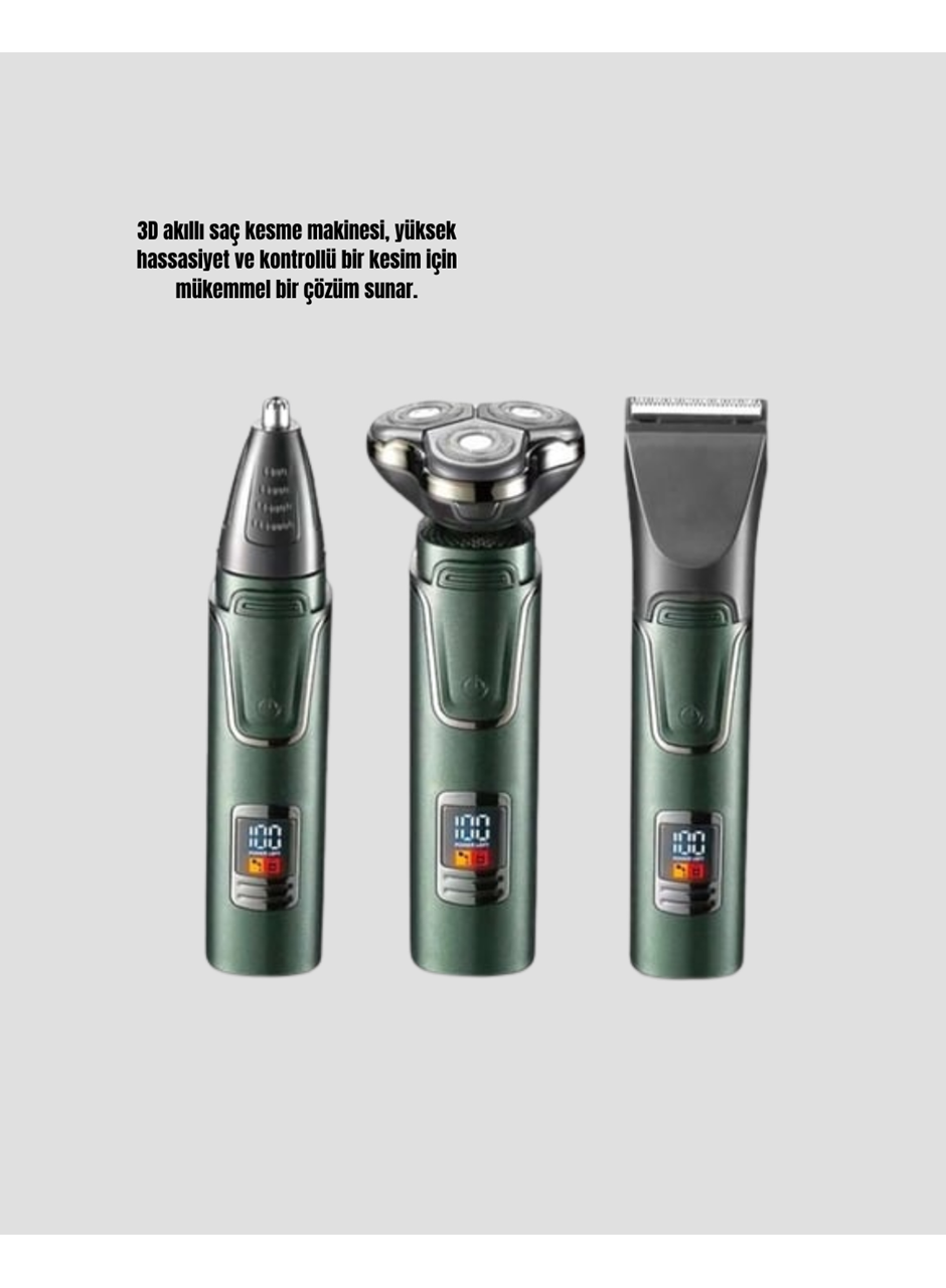Şarjlı ve Kablosuz 3 Başlıklı Profesyonel Bakım Seti – Saç, Sakal, Burun ve Kulak Düzeltici