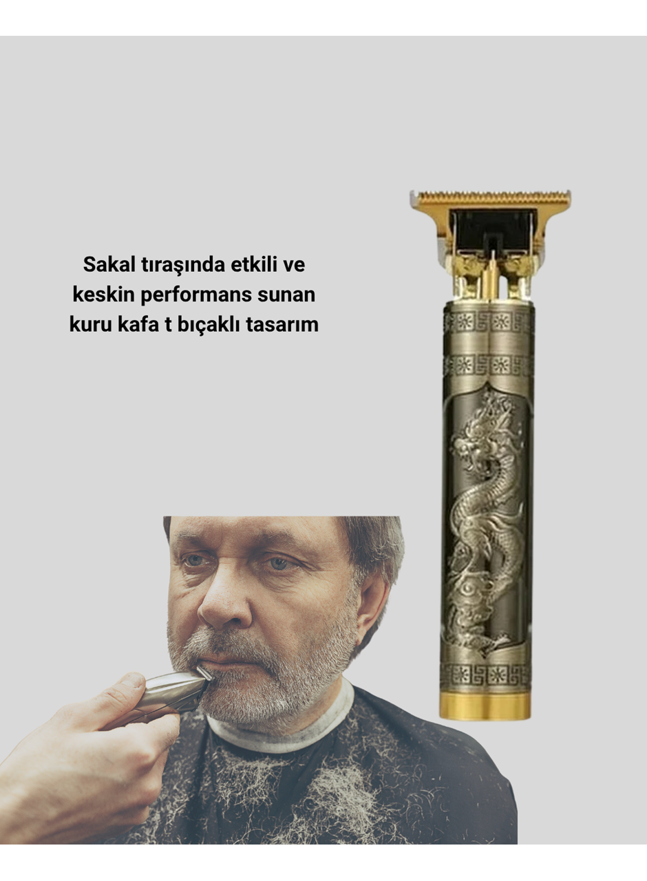 Profesyonel Çizik Tıraş Makinesi – T Çelik Bıçaklı, 120 Dakika Şarjlı Kullanım, 3 Başlıklı