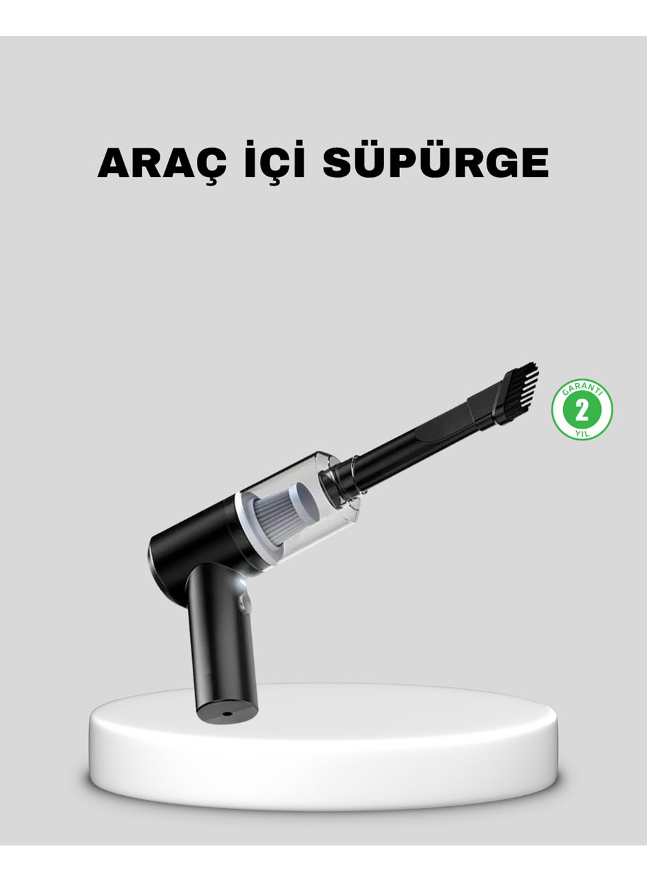 Mini Şarjlı Araç Süpürgesi – 120W Güçlü Motor, 5500PA Vakum Emiş, Yıkanabilir Filtre
