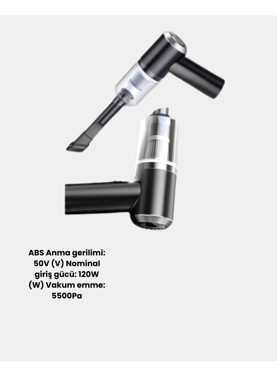 Mini Şarjlı Araç Süpürgesi – 120W Güçlü Motor, 5500PA Vakum Emiş, Yıkanabilir Filtre