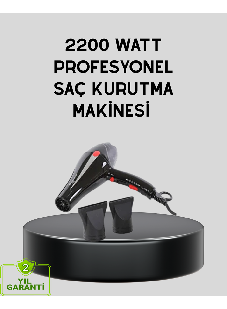 Profesyonel 2200W Fön Makinesi – AC Motorlu, Hızlı Kurutma, Hafif Tasarım