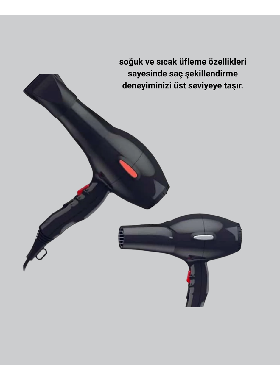 Profesyonel 2200W Fön Makinesi – AC Motorlu, Hızlı Kurutma, Hafif Tasarım