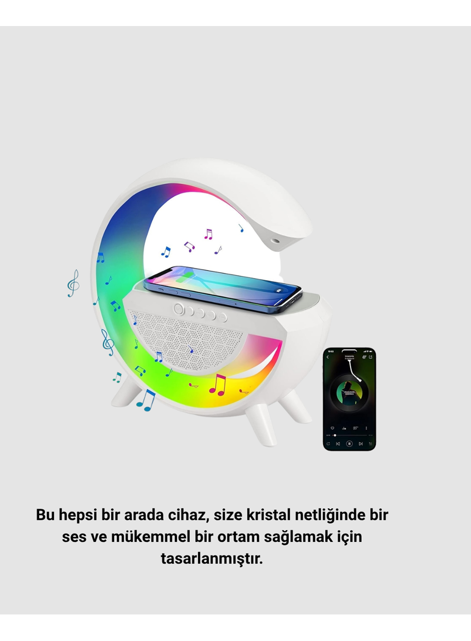 RGB Işıklı Kablosuz Şarjlı Hoparlör – FM Radyolu Akıllı Gece Lambası