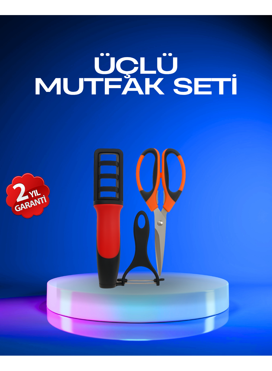 Profesyonel Mutfak Makas Seti –  Kesim Makası + Soyacak + Bileyici