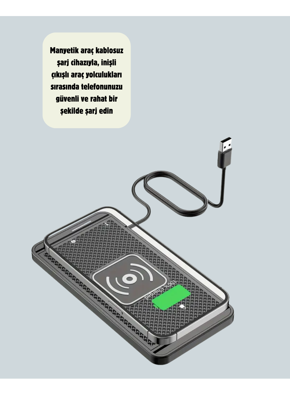 Kablosuz Manyetik Araç Şarj Pedi – Hızlı, Güvenli, Isınma Korumalı Tasarım