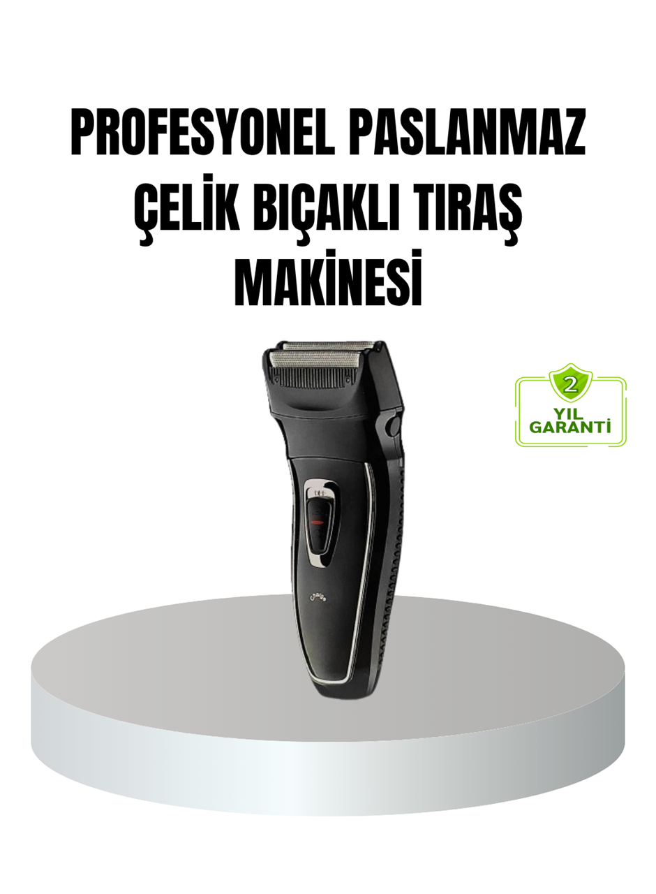 Profesyonel Şarjlı Saç ve Sakal Tıraş Makinesi – Çelik Bıçaklı, Ayarlanabilir Başlıklı, Kablosuz