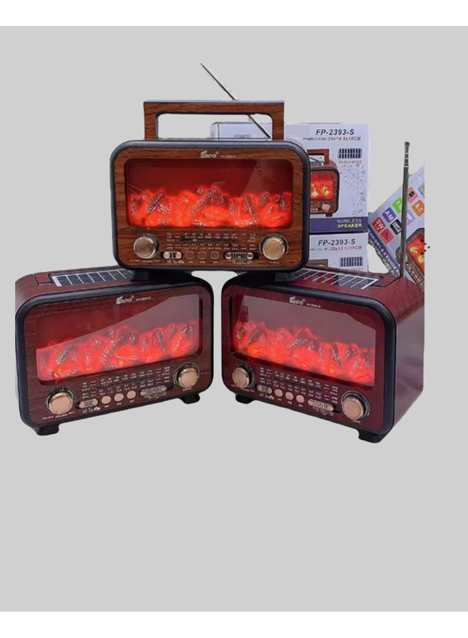 Solar Şarjlı Şömine Işıklı Bluetooth Hoparlör – Radyo, USB, TF Kart Destekli