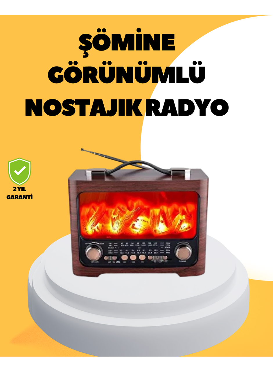 Taşınabilir Şömine Görünümlü Bluetooth Hoparlör – Solar Şarjlı, Alev Işıklı, 7W Ses