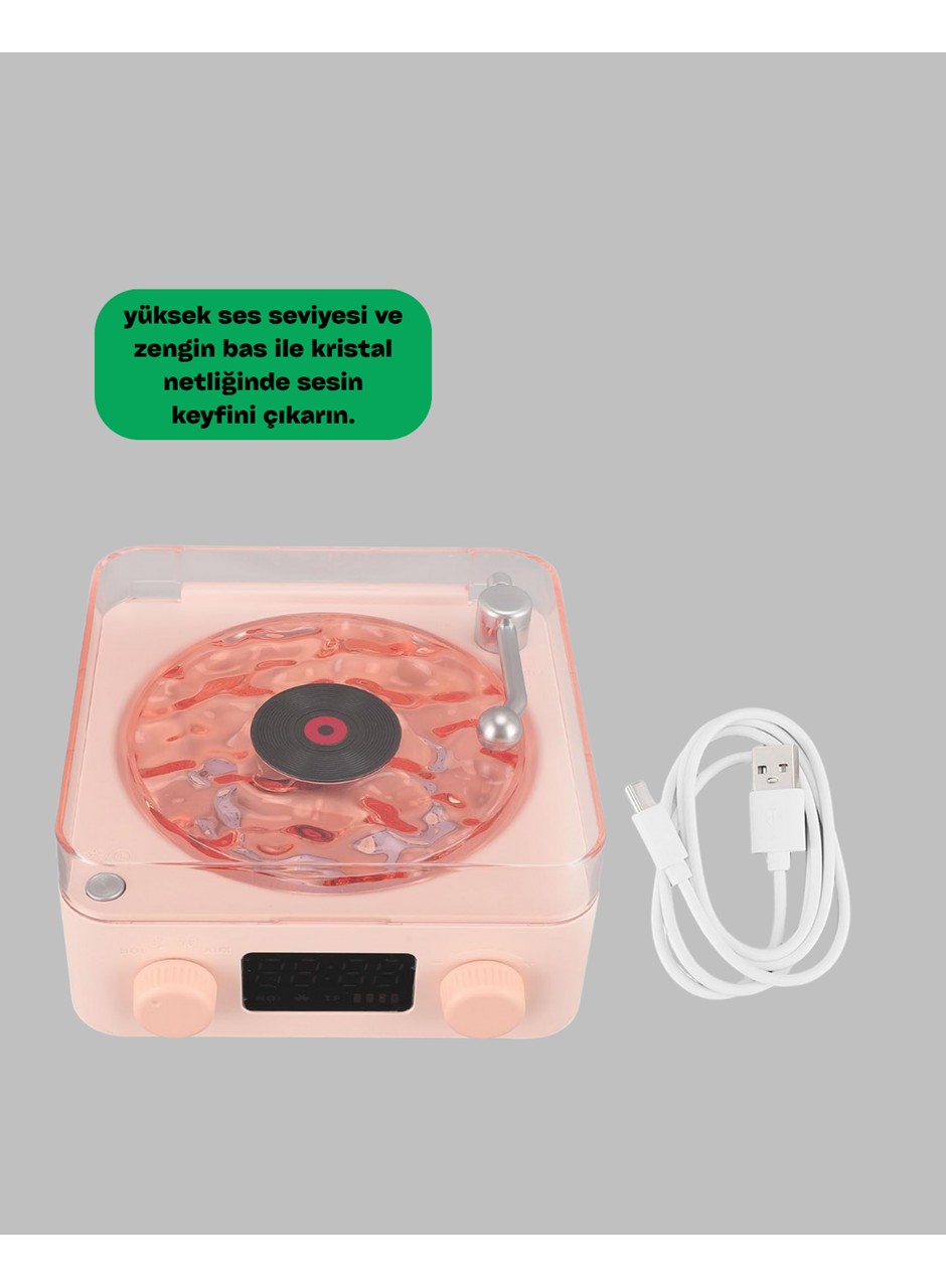 Retro Bluetooth Hoparlör – Yumuşak Gece Lambası ve Saat Göstergeli