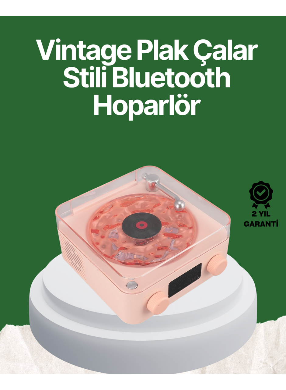 Vintage Tarz Bluetooth Hoparlör – Gece Işığı ve Zaman Göstergeli