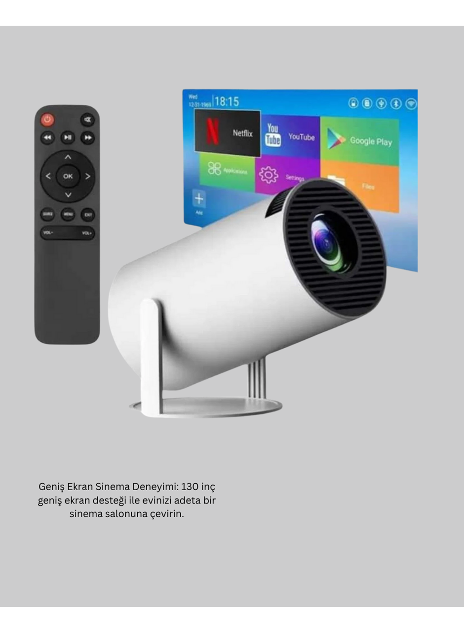 4K Destekli Full HD Projeksiyon Cihazı – 130 inç Geniş Ekran, WiFi ve HDMI Bağlantılı