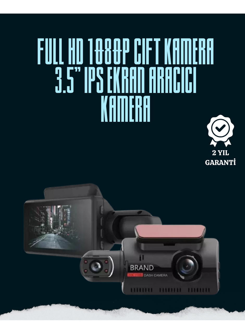 Çift Lensli Araç İçi Kamera – Park Koruma, Gece Görüş ve Tarih Damgası