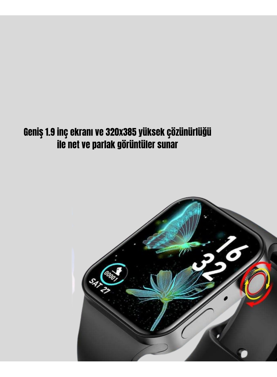 1.9 İnç Akıllı Saat – Bluetooth 5.0, Kablosuz Şarjlı, IP68 Su Geçirmez Akıllı Saat