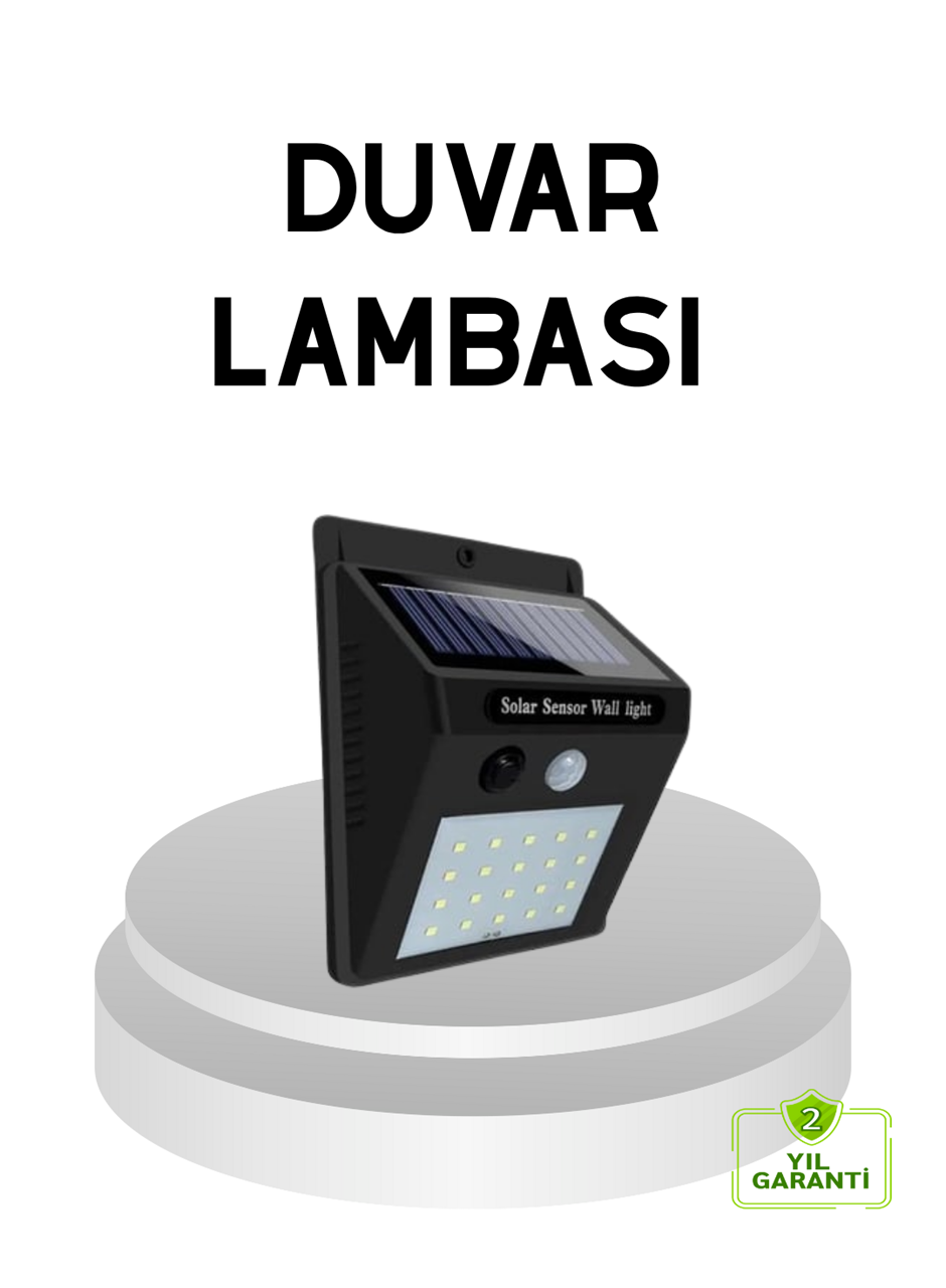 20 LED Güneş Paneli Aydınlatma – Fotoselli ve Hareket Algılamalı Dış Mekan Duvar Lambası