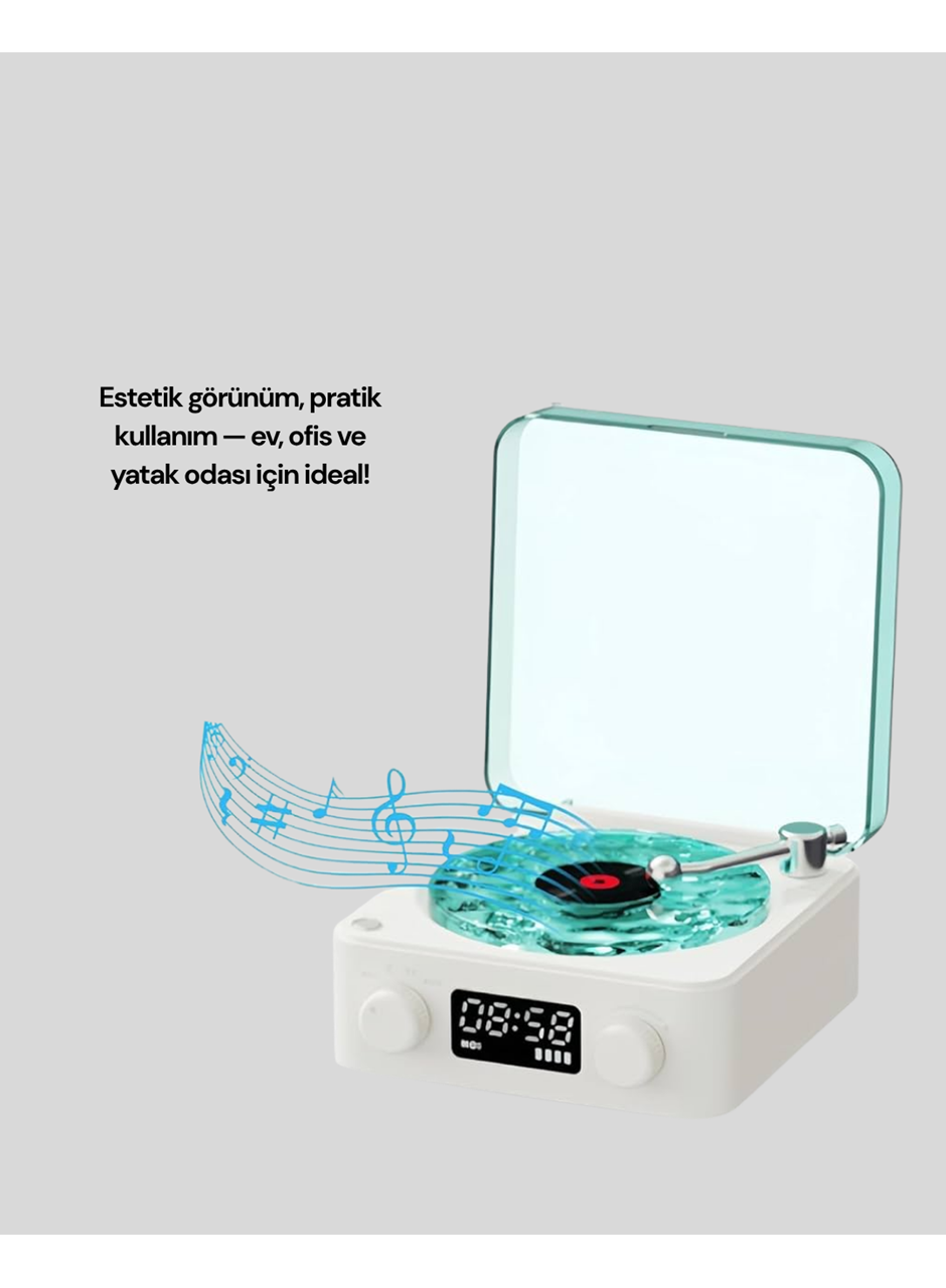 Dekoratif Gece Işıklı Bluetooth Hoparlör – Zaman ve Pil Ekranlı