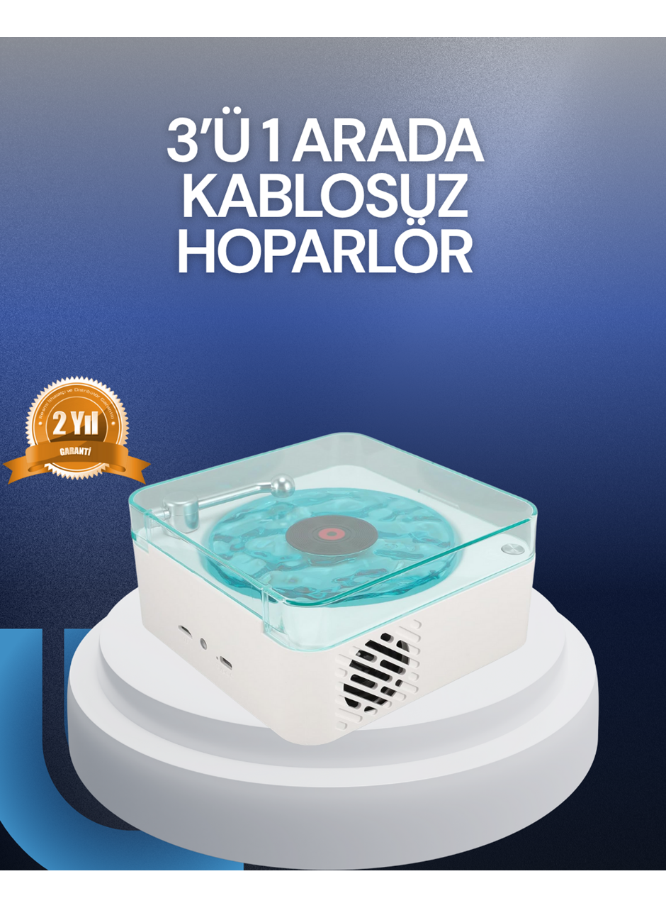 Bluetooth Hoparlör – 3-ü-1 Saatli Gece Lambası ve Vintage Tasarım