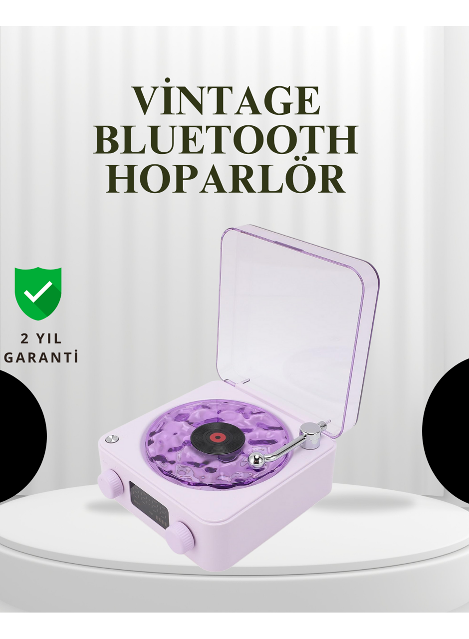 Projektörlü Gece Lambalı Retro Hoparlör – Taşınabilir Bluetooth Speaker