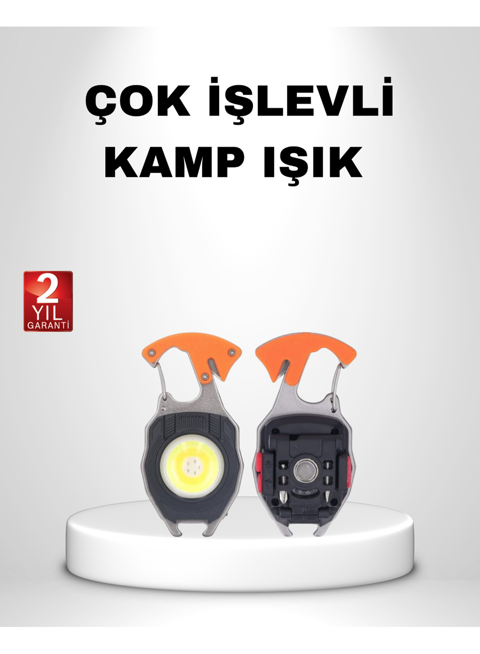 Mini LED Anahtarlık Fener – Şişe Açacağı, Tornavida, Düdük ve USB Şarj Özellikli