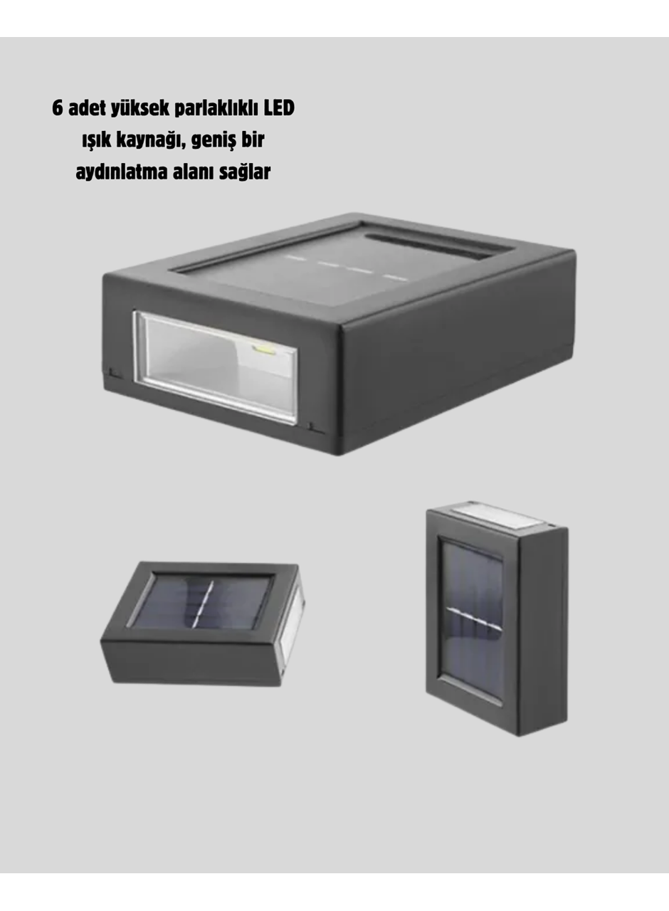 Solar Güçlü 6 LED Dış Mekan Lambası – Otomatik Aç/Kapa Işık Sensörlü Aydınlatma