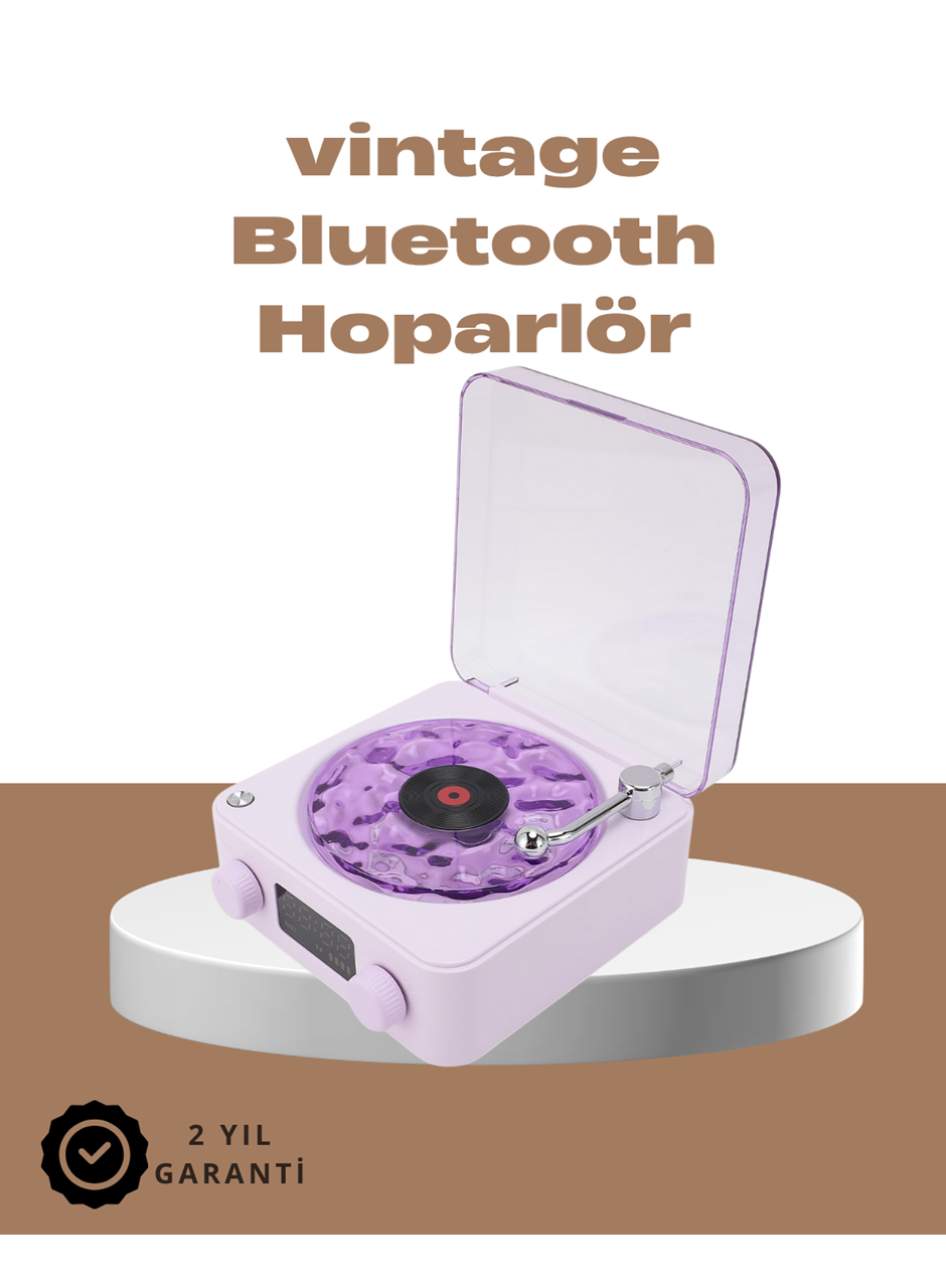 360° Sesli Kablosuz Hoparlör – Retro Tasarım ve Projektör Işığı