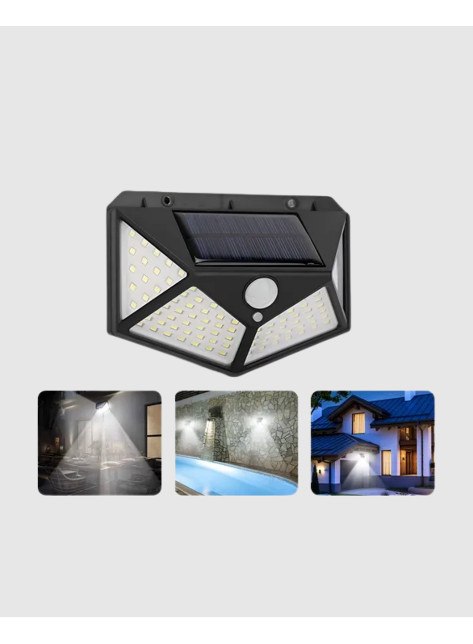 Güneş Enerjili 100 LED Dış Mekan Lamba – Hareket Sensörlü, 2200mAh Bataryalı Solar Aydınlatma