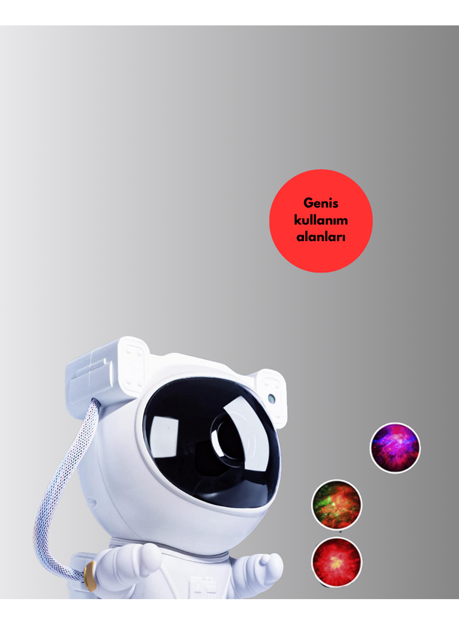 8 Efektli Astronot Galaxy Projektör Uzaktan Kumandalı LED Gece Lambası