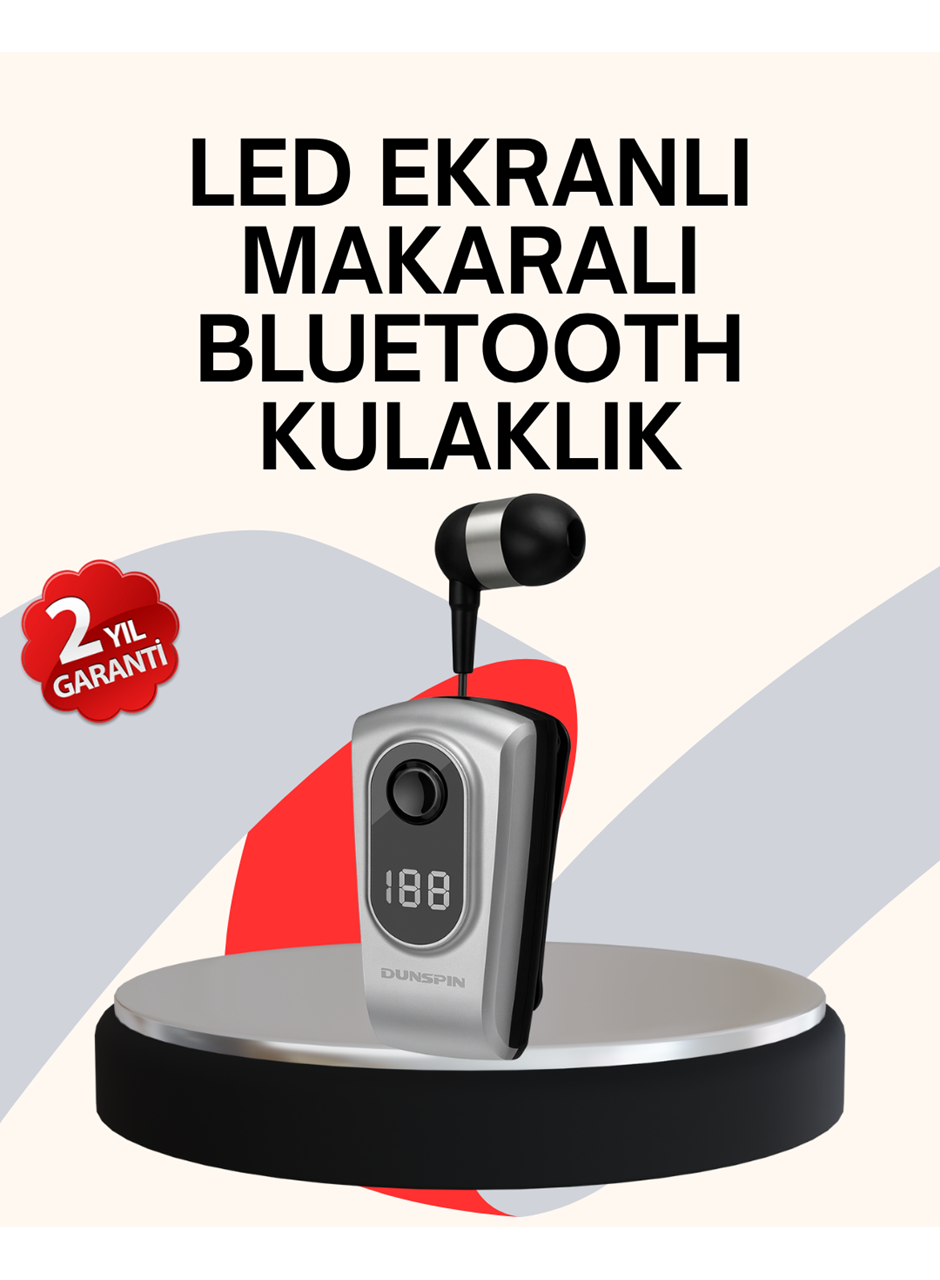 Profesyonel Bluetooth Kulaklık – Klipsli, Titreşimli, Dijital Göstergeli