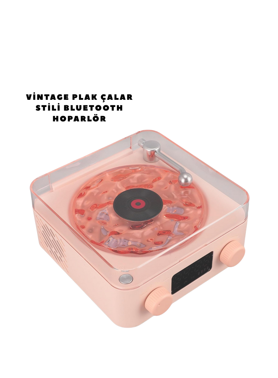 Retro Bluetooth Hoparlör PEMBE