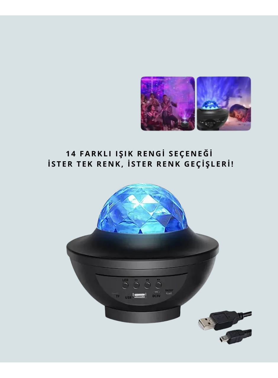 Yıldız & Okyanus Dalga Projektörü – Bluetooth / USB Hoparlörlü