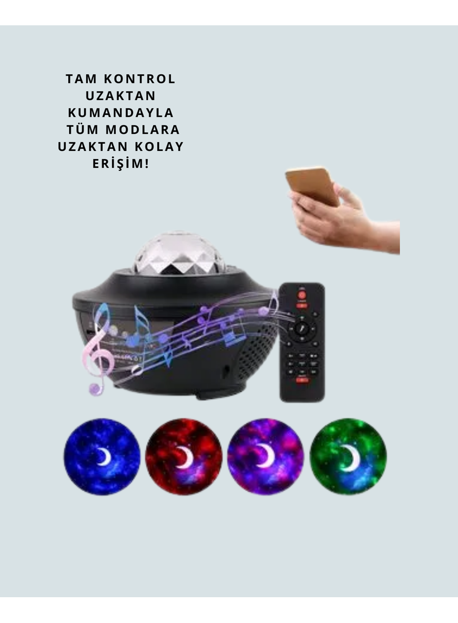Yıldız & Okyanus Dalga Projektörü – Bluetooth / USB Hoparlörlü