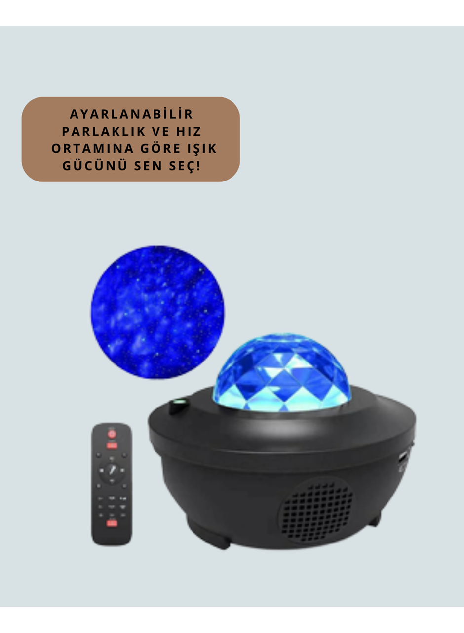 Yıldız & Okyanus Dalga Projektörü – Bluetooth / USB Hoparlörlü