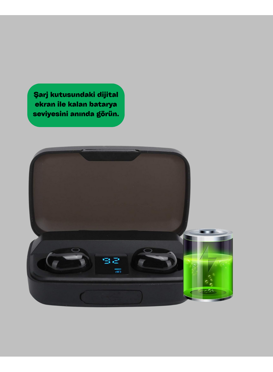 1800 mAh Güçlü Şarj Kutusu ile Bluetooth Kulaklık Seti