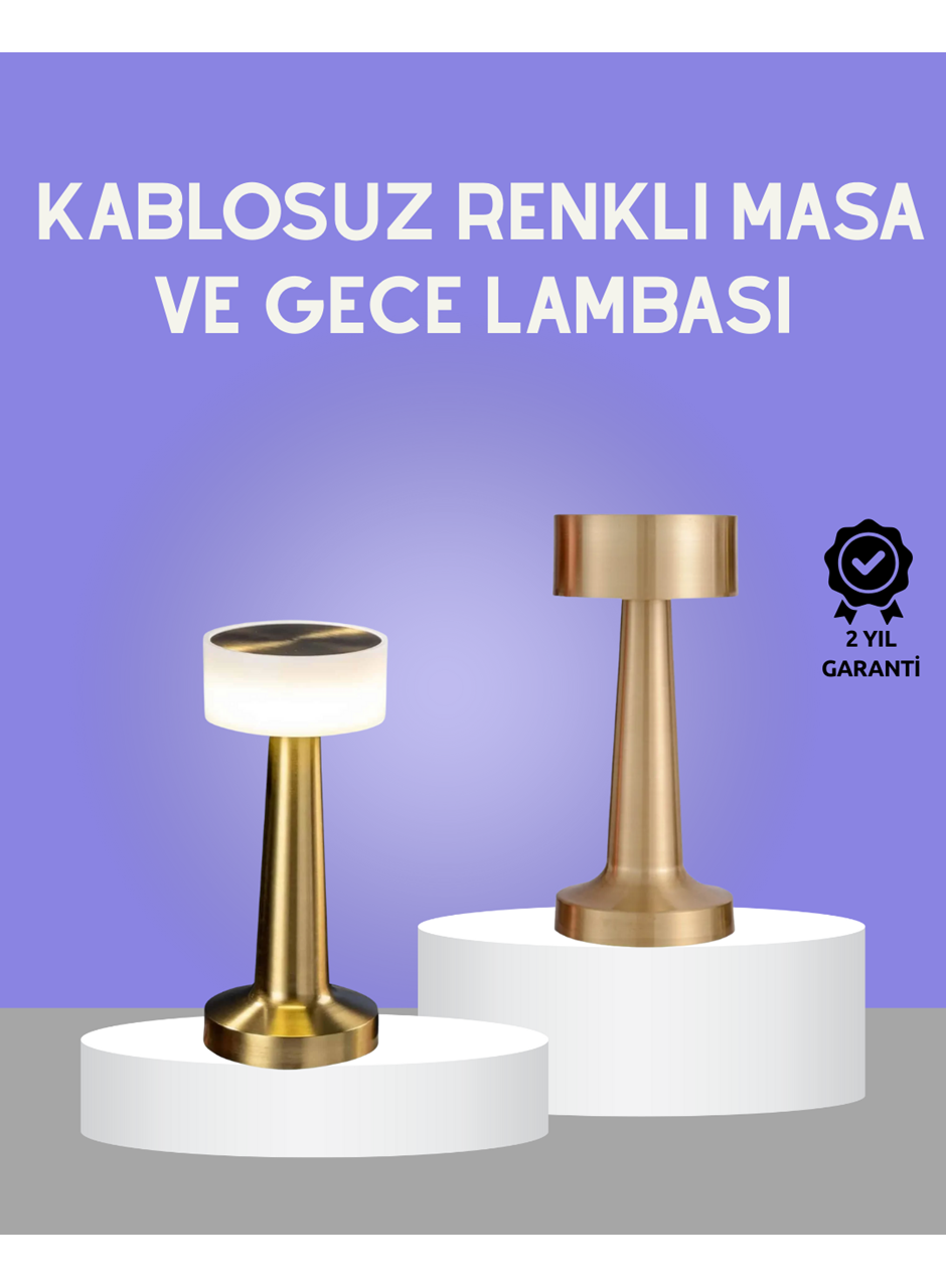 Touch Gece Lambası – Dokunmatik Kontrol, Kablosuz Kullanım, Metal Gövde