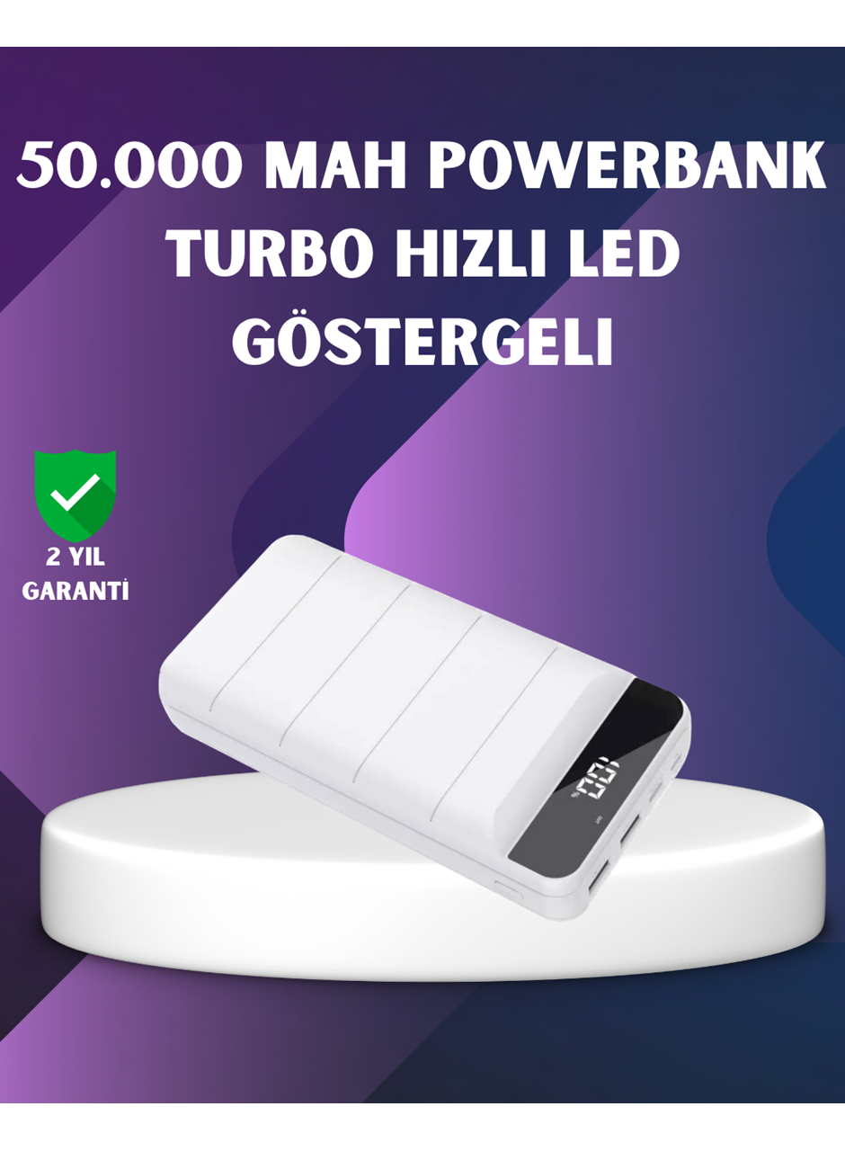 50000mAh Yüksek Kapasiteli Powerbank Hızlı Şarj ve LED Ekranlı
