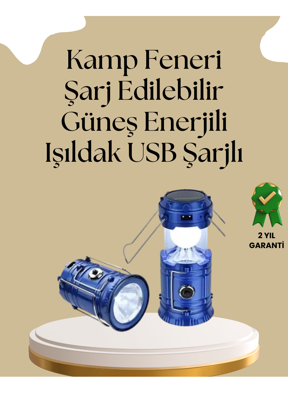 Güneş Enerjili Katlanabilir Kamp Feneri – USB Şarjlı, Hafif ve Çok Fonksiyonlu