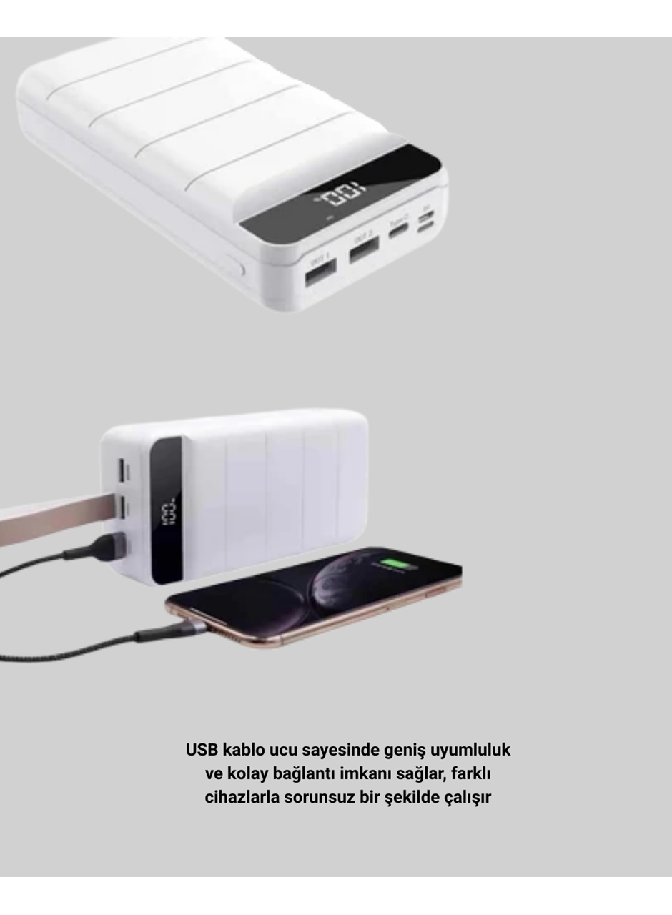 4 Cihazı Aynı Anda Şarj Edebilen Güçlü Powerbank 50000 mAh