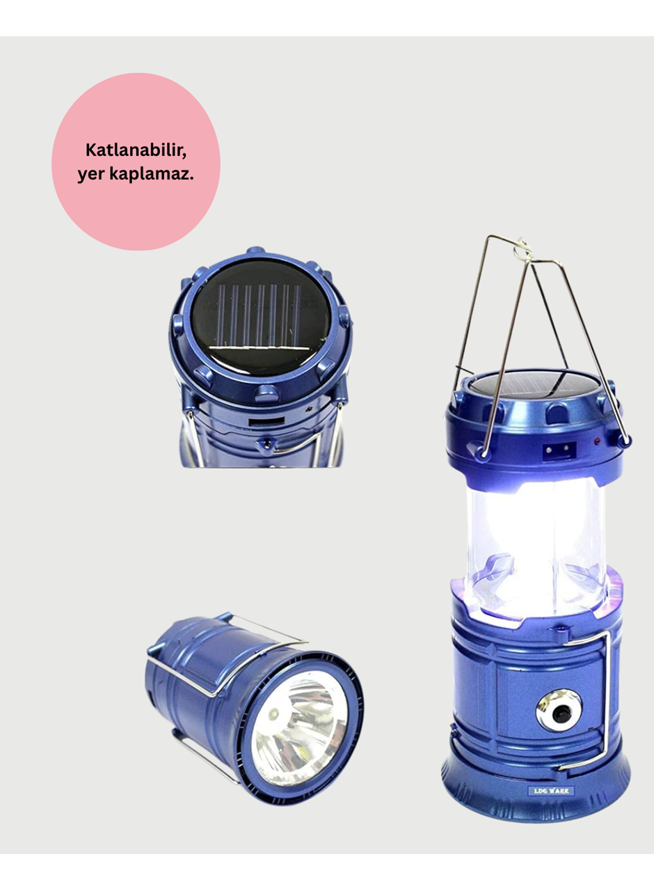 Güneş Enerjili Katlanabilir Kamp Feneri – USB Şarjlı, Hafif ve Çok Fonksiyonlu