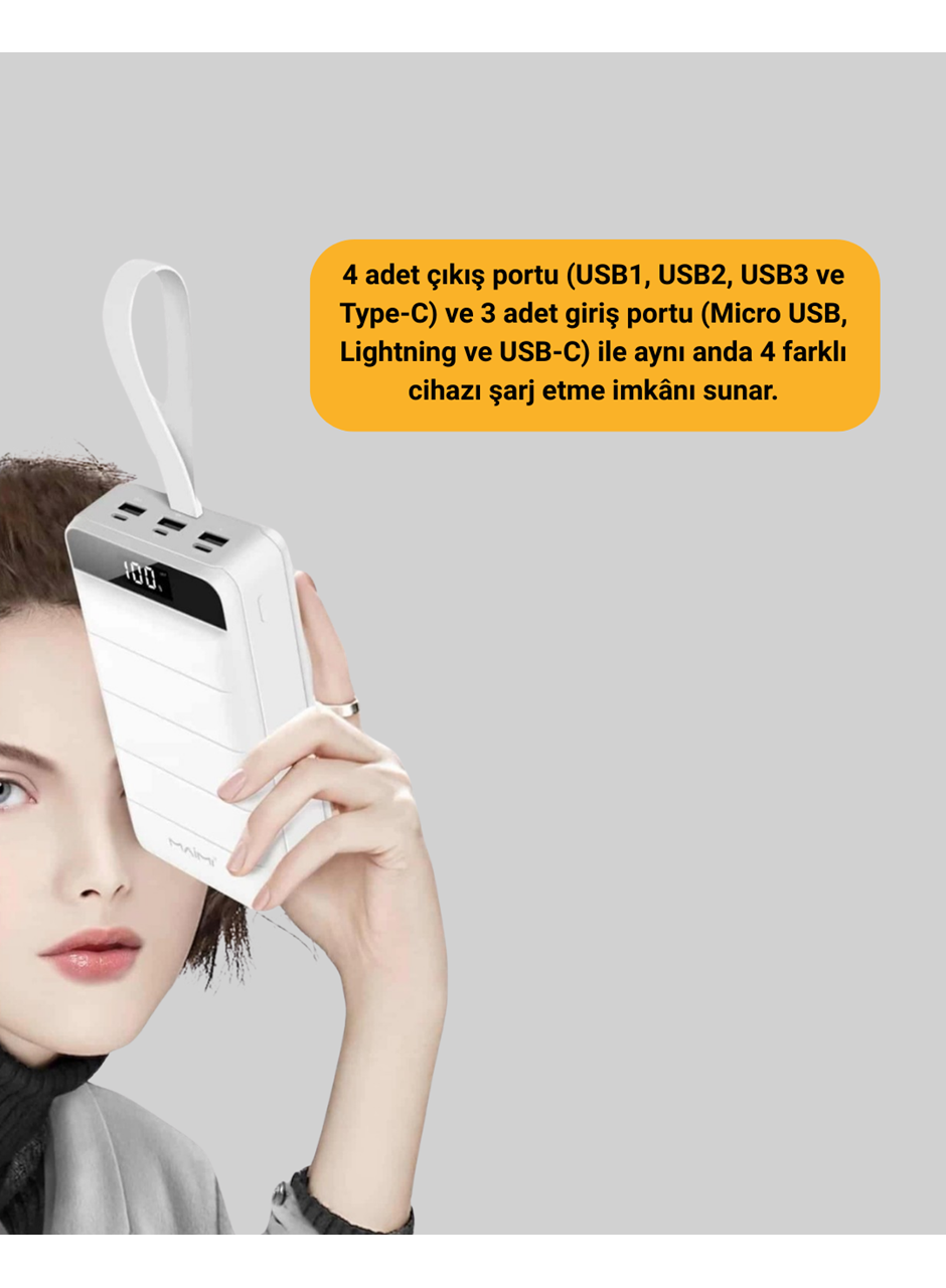 Lightning ve Type-C Girişli 50000mAh Powerbank