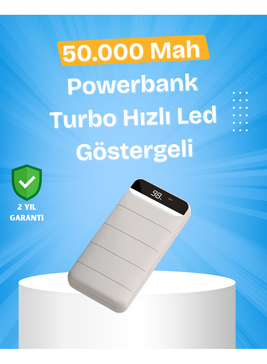 Çoklu Cihaz Uyumlu LED Ekranlı 50000 mAh Powerbank