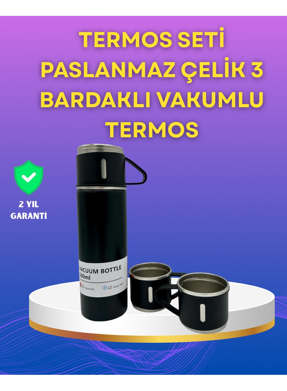 Çelik Termos Bardak Seti | 500 ml Kapasite, Kaymaz Taban, Hediye Kutulu
