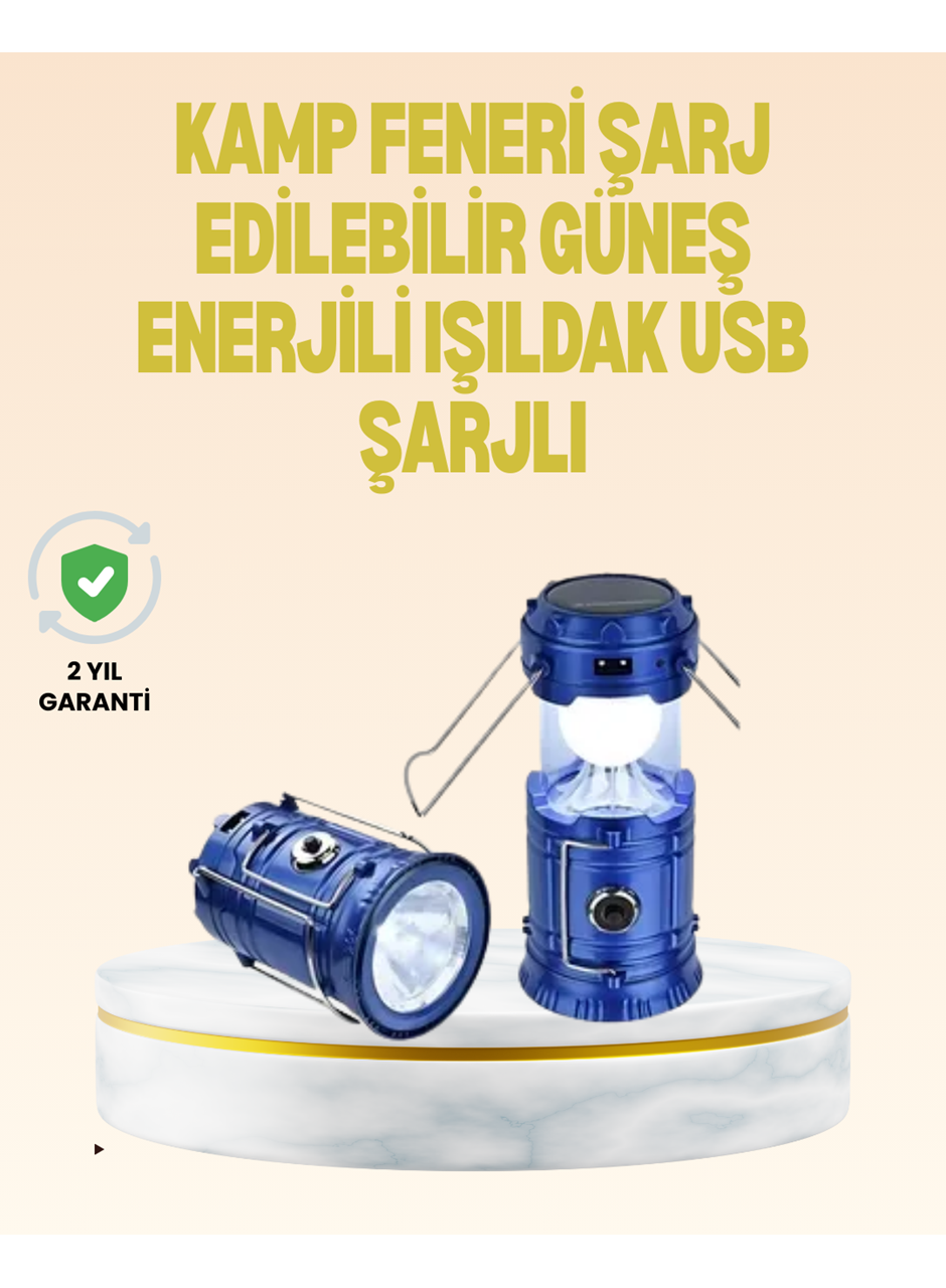 Katlanabilir USB Çıkışlı Kamp Feneri – Şarj Edilebilir, Dayanıklı ve Çok Fonksiyonlu