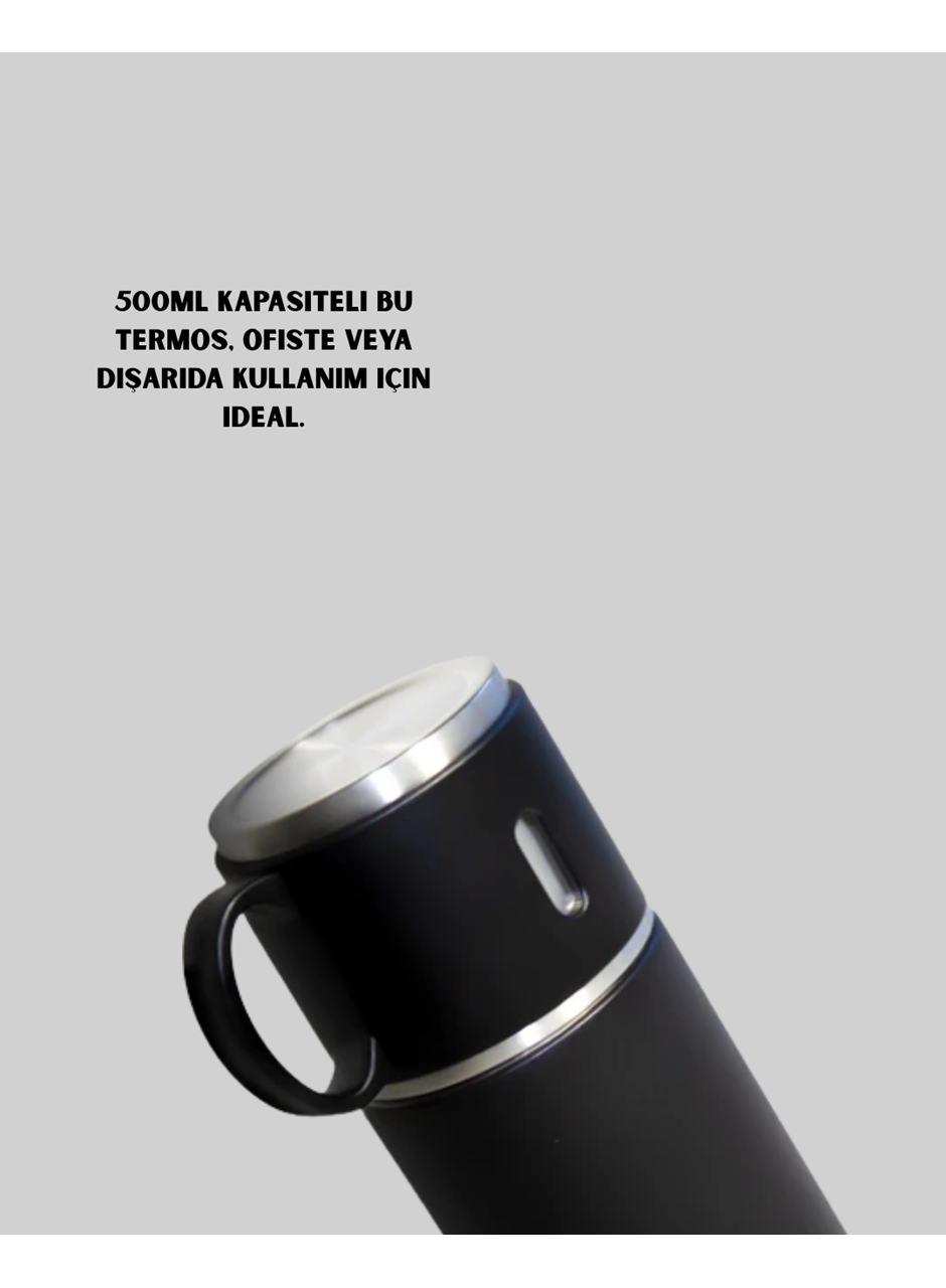 Çelik Termos Bardak Seti | 500 ml Kapasite, Kaymaz Taban, Hediye Kutulu