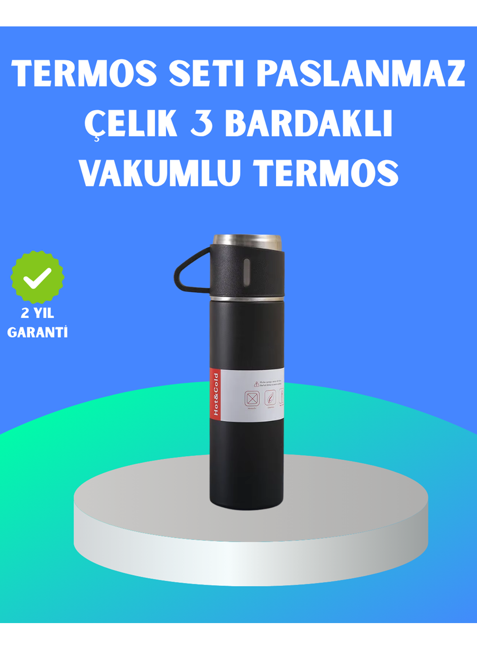 304 Çelik Termos Seti | 2 Bardaklı, 500 ml, Uzun Süre Isı Koruma