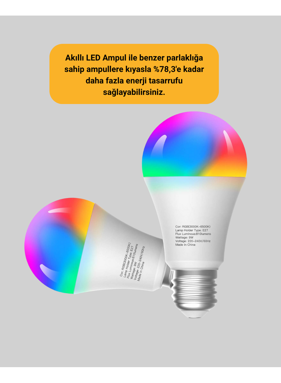 Kumanda Destekli Çok Renkli Akıllı LED Ampul