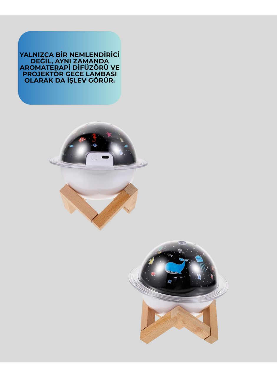 Projektör ışığı bulunan USB bağlantılı mini aromaterapi destekli hava nemlendirici